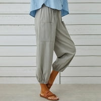 Ženske hlače Sawvnm Modne žene Ljetne casual labavo pamučne i posteljine džepove Solid pantalone za