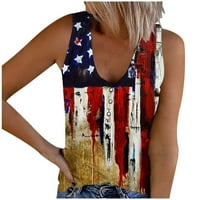 Ženske tenkove Zvijezde Stripes Američka zastava Majica bez rukava Ljetna casual v izrez prsluk bluza