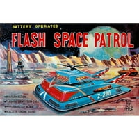 Retrotrans crni moderni uokvireni muzej umjetnički print pod nazivom - Flash Space Patrol