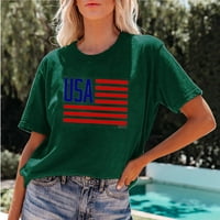 Američka zastava Izlazni vrhovi za žene T košulje Print kratki rukav USA 4. srpnja T majice za žene