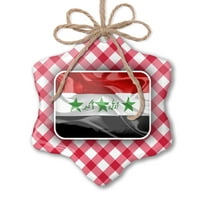 Božićni ukras Irak 3D zastava Crveni plaid Neonblond