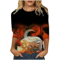 Ženske košulje i bluze, ženska trendovska majica s okruglim vratnim cvjetovima od ispisanih vrhova Djevojka
