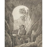 Jacob Wilhelm Mechau Crni moderni uokvireni muzej umjetnički print pod nazivom - pećine acradine u blizini