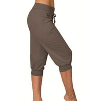 Tking Fashion Women Ljeto plus veličina Veličina Capri elastični struk trčanje joggers sa džepovima