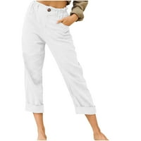 Ženske casual pantalone elastične struke duge hlače sa džepom