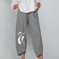 Zodggu ženska labava tisak Solid u boji džep labave hlače udobne djevojke vole posteljinu hlače teretni