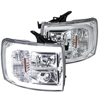 Spec-D Tuning LED lampica Chrome Kućište Clear Lens Projektor Svjetlo + sjajni crni mesh rešetki par kompatibilan sa 2007- Chevrolet Silverado Lijevo + prave montaža montaža