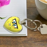 SpongeBob nerd lica privjesak za ključeve od srca vole metalni lančani prsten