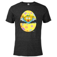 Simpsonovi maggie uskršnja jajašnja zelena - pomiješana majica s kratkim rukavima za odrasle - prilagođeno-crno
