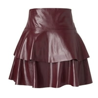 Suknje za ženu PU kožna suknja Pleased dizajn Čvrsta boja nepravilna riječ suknja