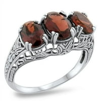 Deco stil originalan 3. Carat Garnet Stone Sterling Silver Ring 249