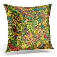 Amerika crtani doodles na temi latinoameričkog stila šarenih meksičkih jastuka kućišta kućni dekor kauč