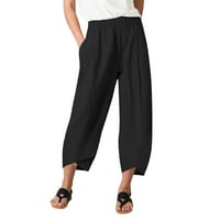 Ženske pantalone Žene svakodnevno casual osam duljina pantalona džepova Elastična struka čvrste hlače