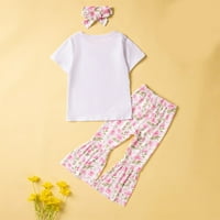 Eczipvz Toddler Djevojka Outfits Pismo Ispis Baby Set Hottove + Trake za glavu Outfit Toddler Prsluk vrhovi cvjetne djevojke Djevojke Outfits & Set, Pink