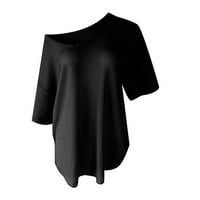-8jcud majice s kratkim rukavima za žene trendy srušite ležerne žene modni čvrsti casual v vrat polu
