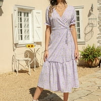 Floleo ženska haljina za uklanjanje haljina ljeta 's modnim uzročno-vratom šifon cvjetni boho plaža