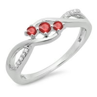 DazzlingRock kolekcija 10k Ruby & White Diamond Dame Stone Swirl Split Shanke Angagement Remise Ring,