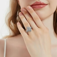 Sterling Silver Halo vjenčani prstenovi Marquise Cut Cuckic cirkonij CZ Milgrain prsten za žene, rodirana