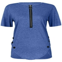 Niveer Summer Casual majica za žene Zip Front V izrez Osnovna majica Lood Plain Plain Tunic Bluze