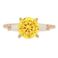 2.0ct okrugli rez žuti simulirani dijamant 14k žuto zlato graviranje izjava godišnjica Angažman vjenčanje