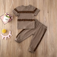 Canrulo Toddler Kids Baby Girls Leopard vrhovi T-majica Hlače pantalone hlače odijelo trenerke ljetne smeđe 4- godine