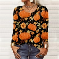 Strungten majice s dugim rukavima za žene uzorak ispisa grafičke majice Bluze casual plus veličina osnovnih vrhova pulover