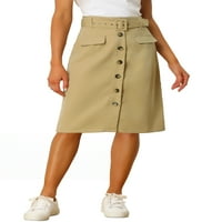 Allegra K Gumb prednja suknja za ženske ležerne radne polovne suknje