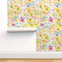 Swatch uklonjiva pozadina - Vodenokolor Cvijeće Spring Collection Pastel Soft Moderna vrtić cvjetna
