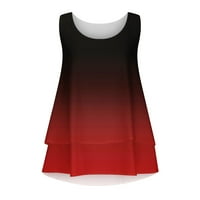 Ženski vrhovi modni labavi casual bez rukava s rukavima slojeviti slojeviti gornji crveni crveni m