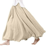 Wozhidase Haljine za žene s boemskim stilom Elastična struka pamučna posteljina duga maxi suknja haljina