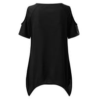 T majice za žene Ženske kratkih rukava hladno rame TUNIC TURS Bluze košulje Žene košulje crno + l