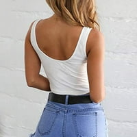 Safuny ženske tanke osnovne usjeve rezervoare za čišćenje čiste odjeće u vrat casual fit trendy camisole