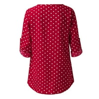 Ženski vrhovi v-izrezani bluza za blubu za ruke Ležerne prilike za ljetne rukave crvene 4xl