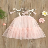 Jaweiw Dojenčad Girl Polka Dot mrežaste haljine s podesivim naramenicama Little Princess haljina Ljetna
