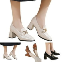 Ženske čizme za gležanj Jednostavne cipele od čvrste kože modne visoke potpetice Udoban kvadratni nožni