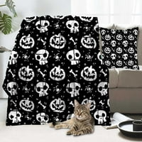 Halloween Dekorativni pokrivač s jastukom, Noć vještica, Trippy pokrivač za sobu za spavaću sobu Dorm