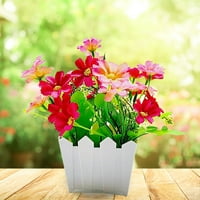 Yebay Set Umjetna biljka Pot Chrysanthemum Cvjetni ukras Plastična ograda Dvorište Simulacija Bonsai