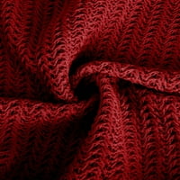 Dukseri za žensko čišćenje pletene kabel dugih rukava s dugim rukavima V-izrez vrhovi crveni l