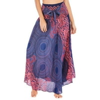 Daqian Plus size suknje za čišćenje žena dugačak hipi boemski ciganjski cvjetni tisak elastični struk
