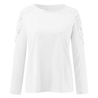 Anuirheih Ženska čipka izdubljena bluza s dugim rukavima plus veličina Ležerne tanke-fit v izrez s punim