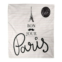 Flannel bacaje pokrivač francuski Eiffelov toranj Bonjour Paris crtež znaka umjetnički grad meka za