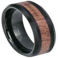 Crni ion pozlaćeni Comfort Fit Tungsten karbidni prsten sa havajskim umetkom od drveta koa, vjenčani prsten za ivica, 2-ton volfram prsten - TN698S9