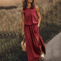 Ženska ljetna udobna košulja bez rukava sa rukavima Split Maxi haljina