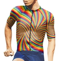 Muške majice kravata boja gradijent tiskani kratki rukav O-izrez na vrhu ljetne modne sportske biciklističke