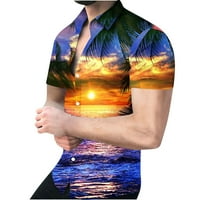 Aufmer Ljeto gumb-ap labave košulje za muškarce Cleariance Muški casunski gumbi Boja blok Havaji Print sa džepnim isključivanjem majica majice kratkih rukava