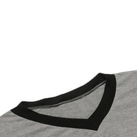 Canrulo Muške pamučne majice kratki rukav V-izrez Meka labava noćna odjeća Sivi XL