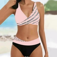 Keusen Bikinis za žene Dva kupaća kostima High Squik Asimetrična traka za ispis kupaćih kupaćih odeća