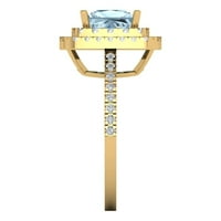 2. CT briljantna princeza plava simulirani dijamant 14k žuti zlatni halo pasijans sa akcentima Veličina