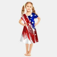 Djevojčica toddlera 4. srpnja haljina Amerika zastava za zastavu Haljine za djecu ljetna odjeća kratki