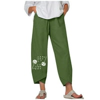 Casual pantalone za žensko čišćenje pod ravnim nogama pamuk Print High Squik pantalona